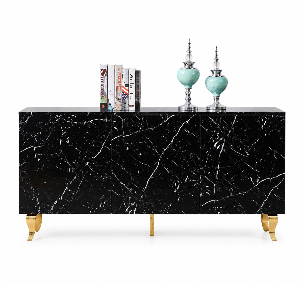 Buffet BAROQUE – Laqué effet Marbre – 3 Portes – 160x40x80 cm