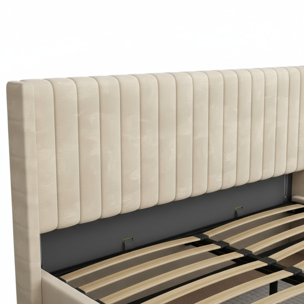 LIT DOUBLE COFFRE CAMILLE 160x200CM #couleur_beige