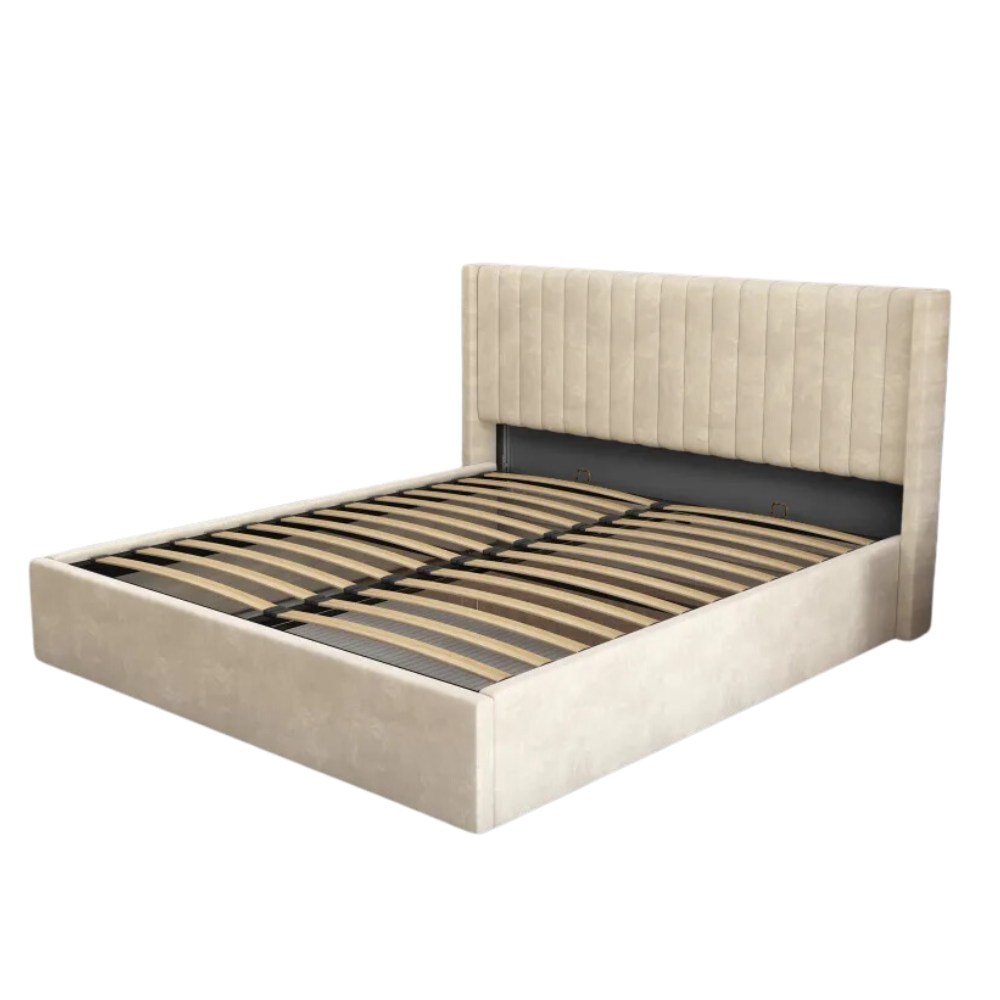 LIT DOUBLE COFFRE CAMILLE 160x200CM #couleur_beige