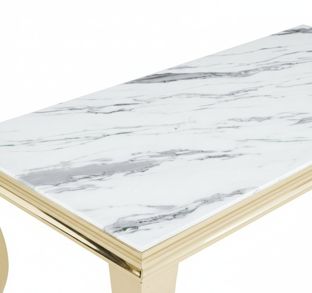 Table basse BAROQUE Gold 120x60x45 cm - Plateau Marbré blanc