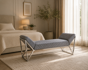 Banquette LOUNGE XXL Chrome en velours Gris