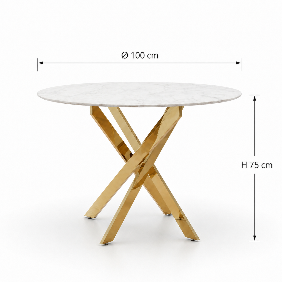 Table à manger ronde JESSICA Gold 100 cm 4 couverts #couleur_marbré-gris