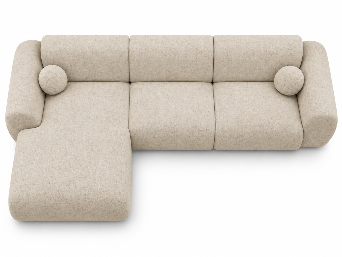 Canapé d’angle arrondi Tissu Cremona beige Cloud Bis - Angle Gauche