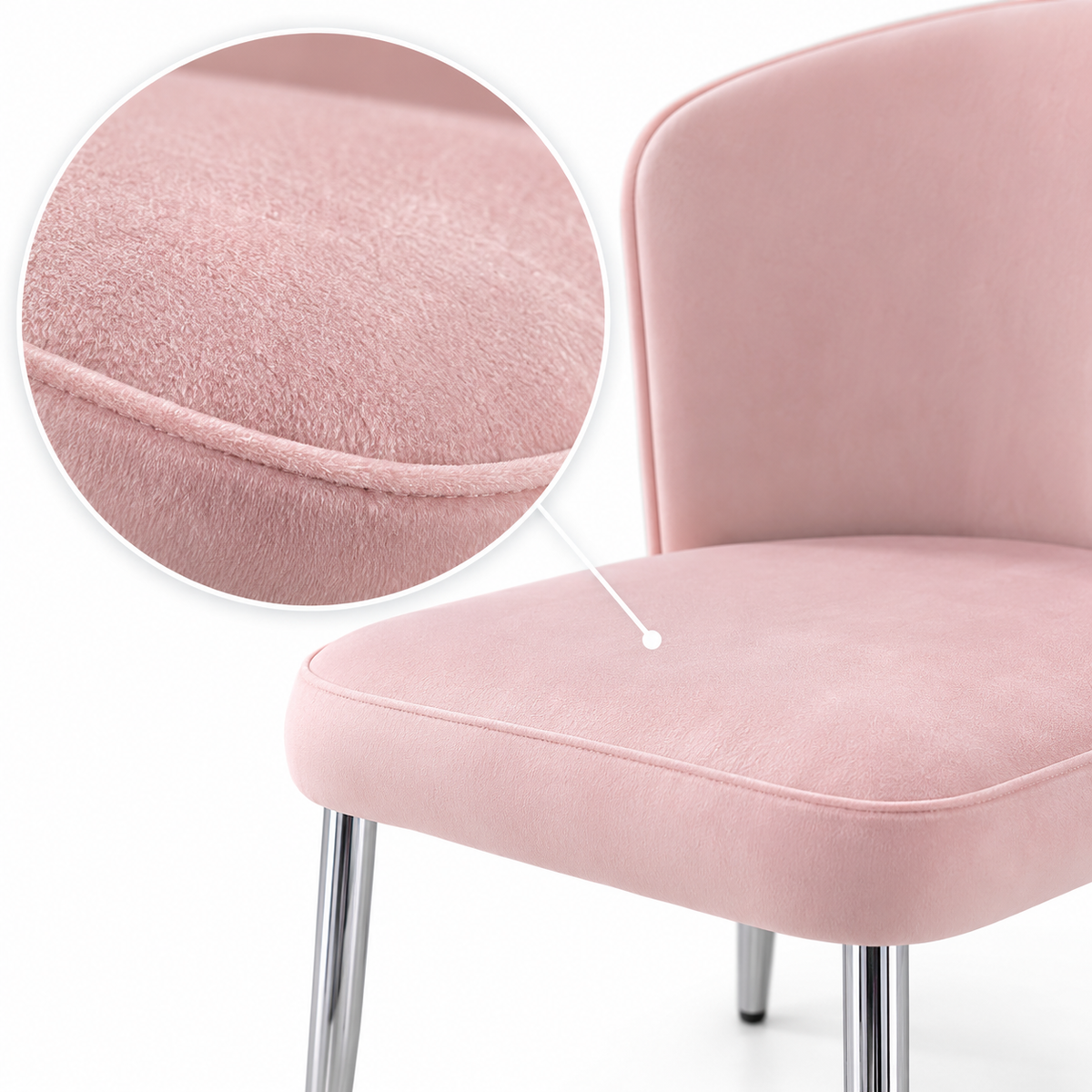 Lot de 4 chaises moderne DIANA chrome velours - Rose