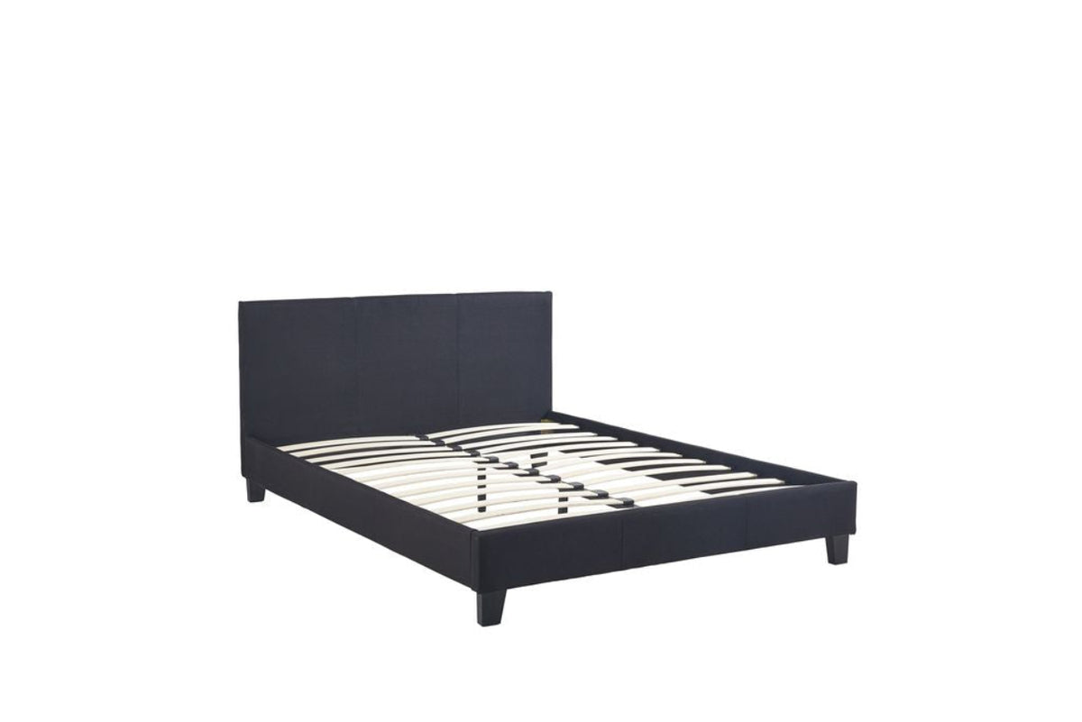 Lit 2 places 160x200 cm tissu gris sommier inclus KELIA #couleur_noir
