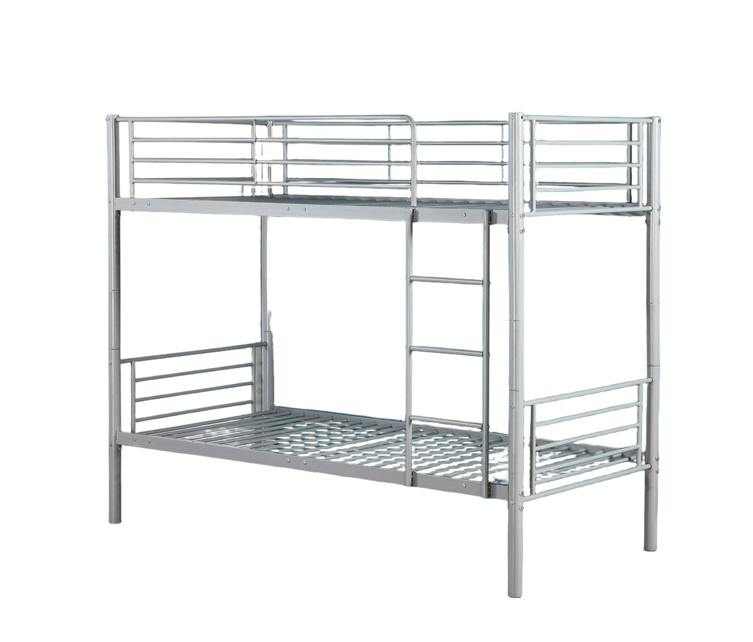 Pack Lit superposé séparable métal 2 couchages 90x190 cm gris + matelas LUNA