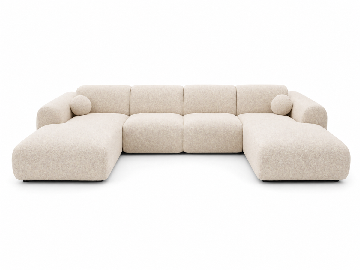 Canapé d’angle arrondi tissu Cremona beige Cloud Bis - Panoramique