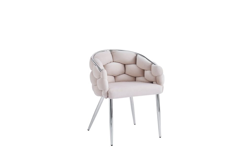 Lot de 2 chaises BALLON pieds chrome assise en Velours Beige