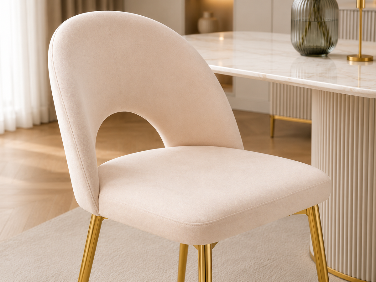 Lot de chaises TEDDY Gold velours #couleur_beige