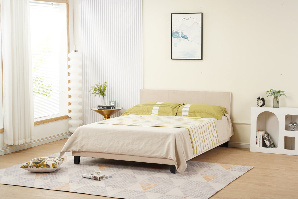 Lit 2 places  MELBOURNE Velours BEIGE 160x200 cm avec sommier intégré