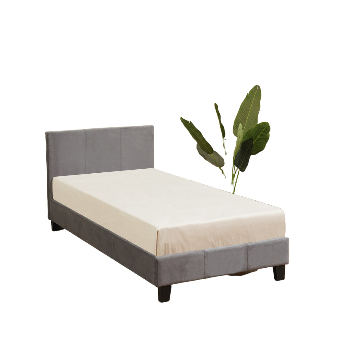 Lit MELBOURNE velours 90x190 cm #couleur_gris