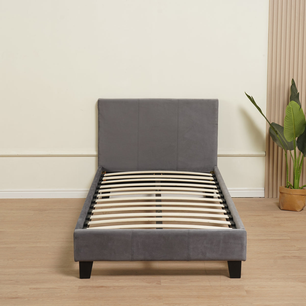 Lit MELBOURNE velours 90x190 cm #couleur_gris