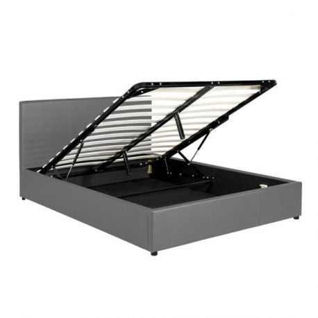 Lit coffre 2 places 160x200 cm BASTIEN simili cuir sommier inclus