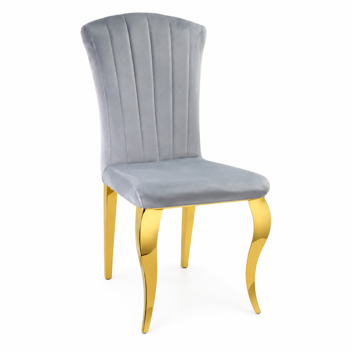 Lot de 6 Chaises baroque LOUIS Gold Velours Gris