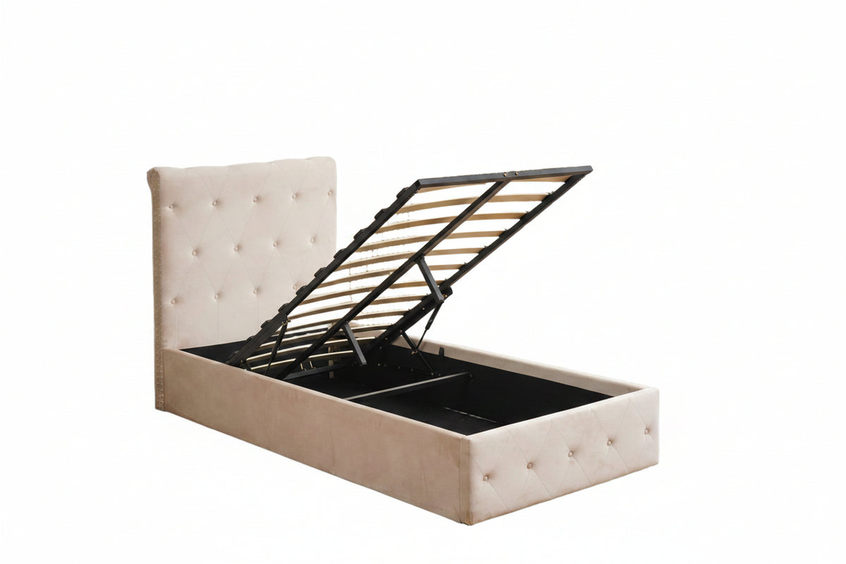 Lit Coffre CORSICA – 90x190 cm – Velours – Avec Rangement