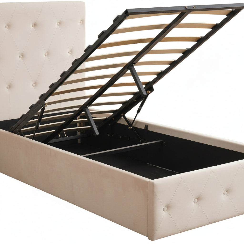 Lit Coffre CORSICA – 90x190 cm – Velours – Avec Rangement