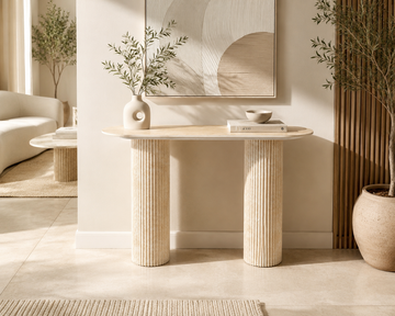 Console céramique travertin pieds métal travertin 120x40x78 cm ROXY