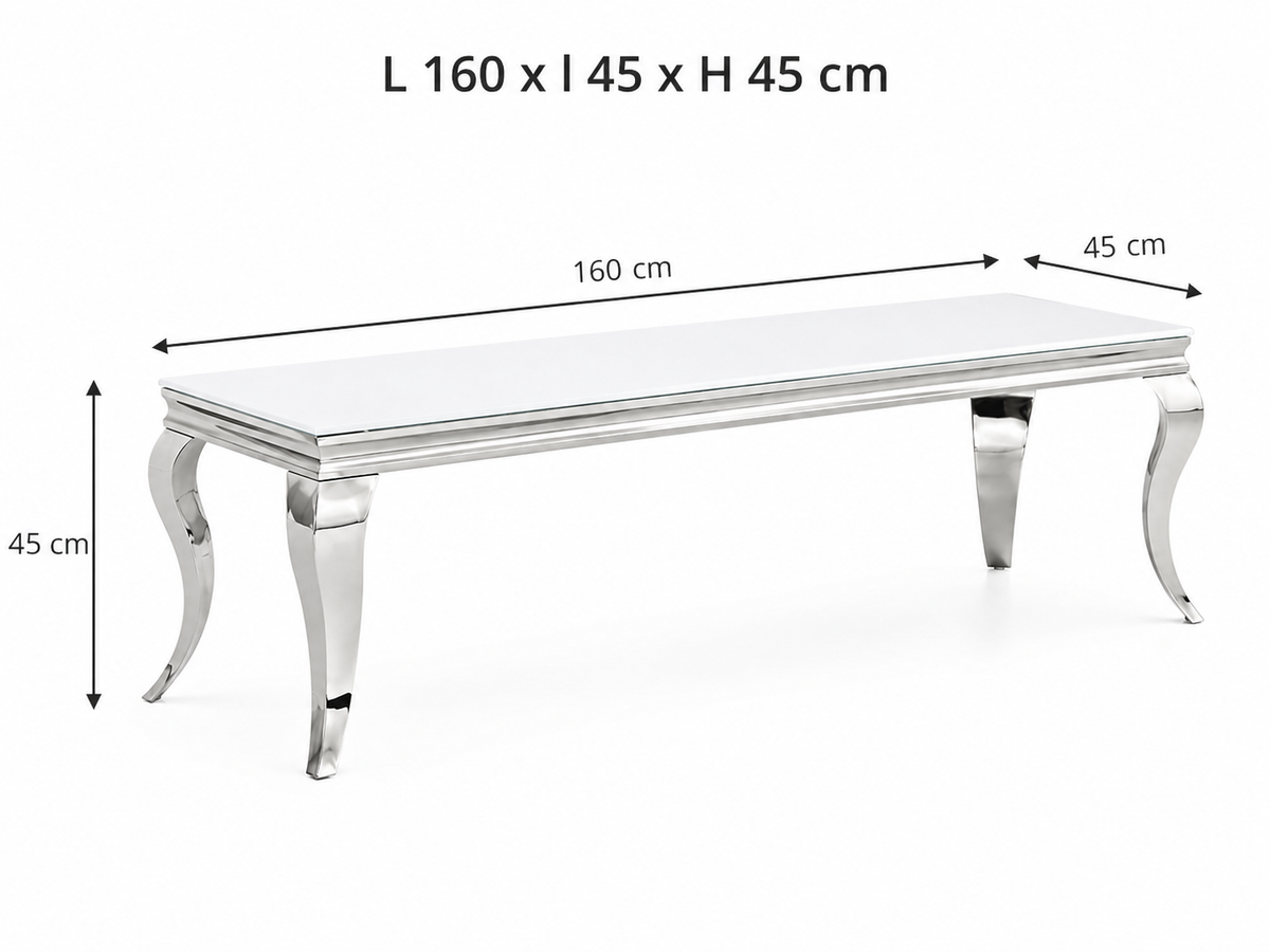 Meuble TV BAROQUE Chrome 160x45x45 cm #couleur_blanc
