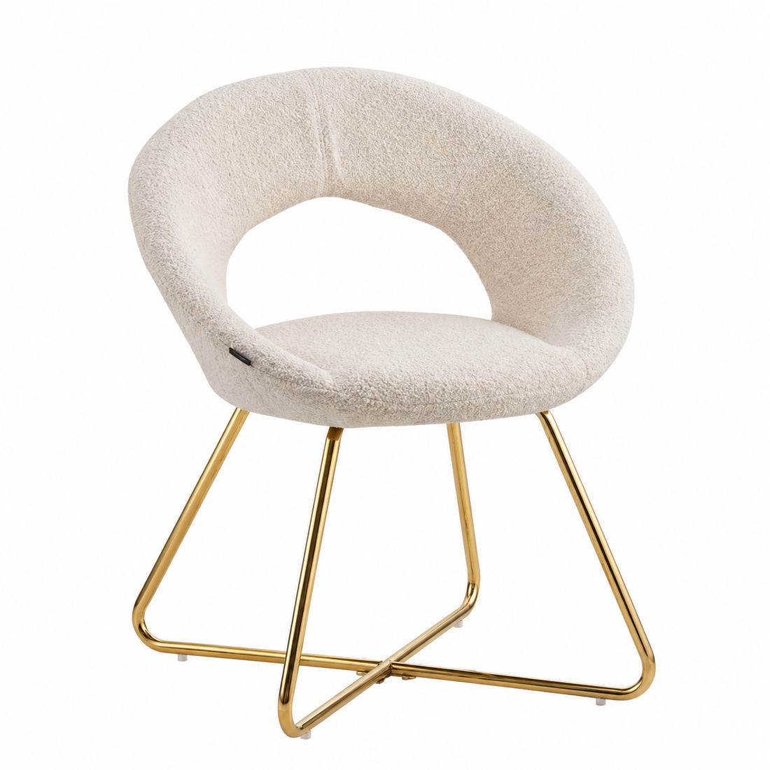Lot de 4 Chaises BUBBLE Gold velours - Blanc doudou