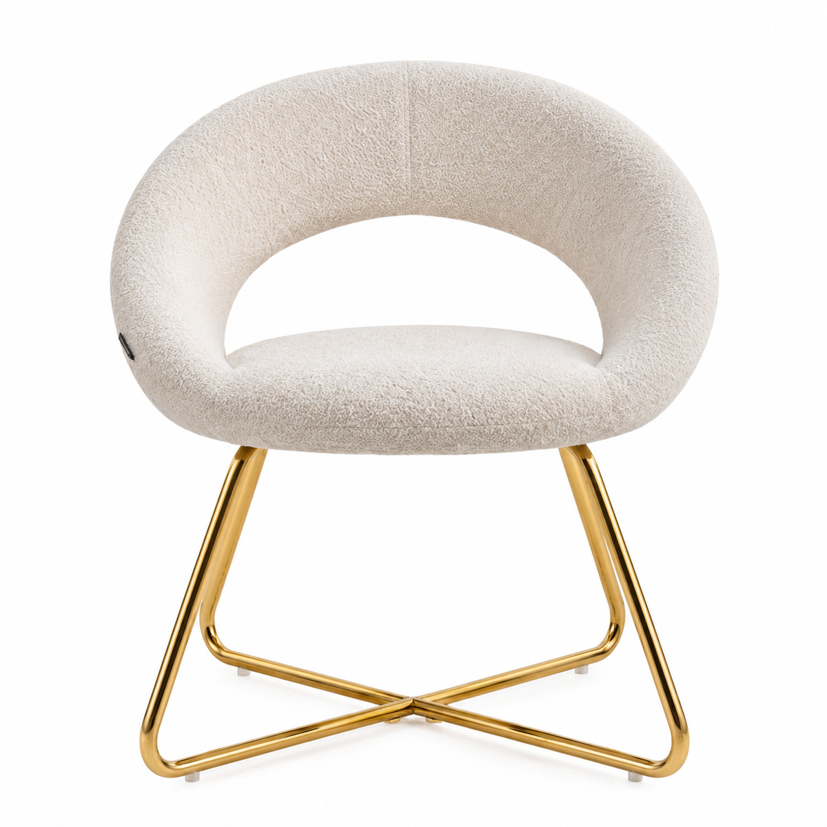 Lot de 4 Chaises BUBBLE Gold velours - Blanc doudou