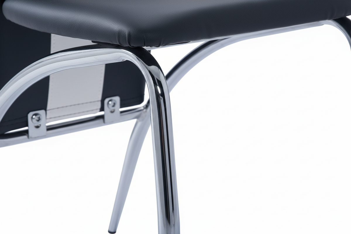 Lot 2 Chaises Salle à Manger Similicuir Noir Gris Pieds Chrome – DUNA