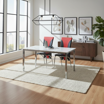 Lot 2 Chaises Salle à Manger Similicuir Noir Rouge Pieds Chrome – DUNA