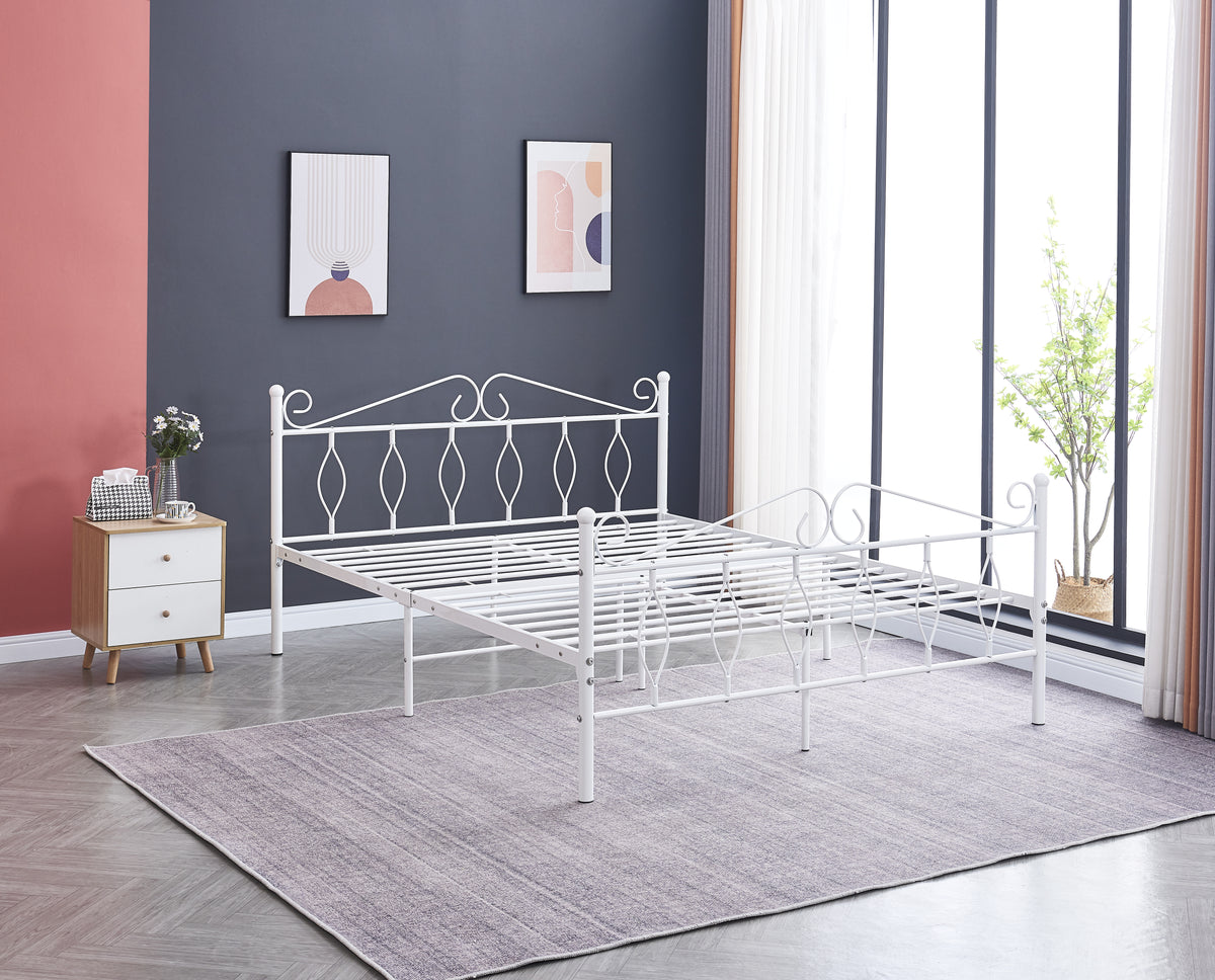 Lit JULIE Métal 2 Places 140x190 cm avec sommier #couleur_blanc
