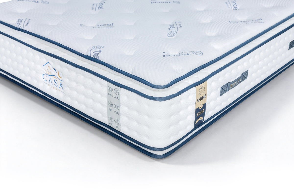 Matelas 140 × 190 cm blanc — Détail du revêtement et des finitions