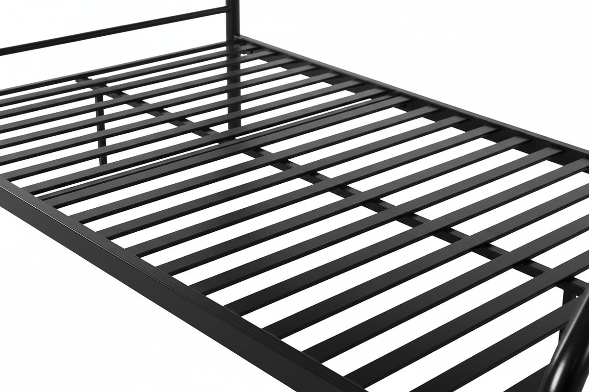 Pack: Lit superposé en métal sommier inclus + 2 Matelas 90/140x190 cm, 3 places Noir COSTO