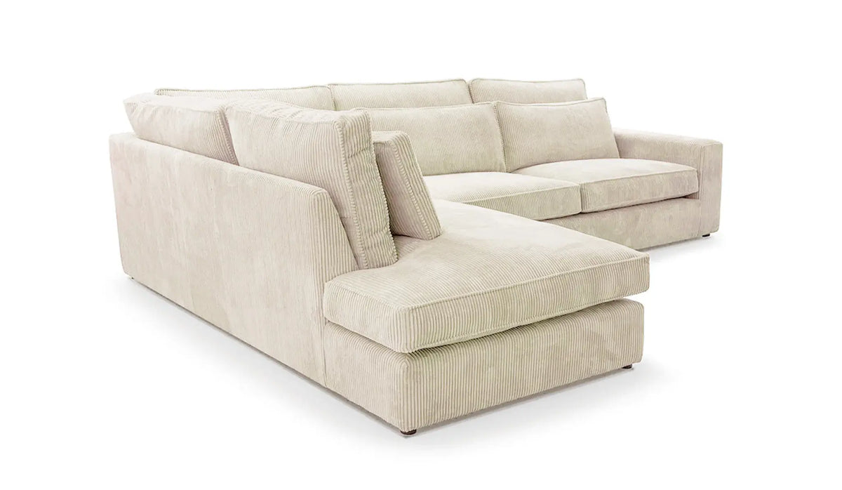 Canapé BRISTOL en L angle gauche velours anthracite 316x230 cm #couleur_cotele_ecru
