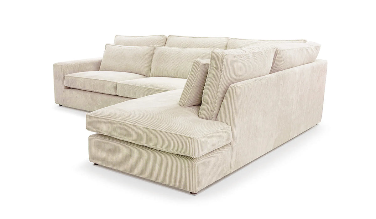 Canapé BRISTOL – En L – Angle Droit – Velours – 316x230 cm #couleur_cotele_ecru