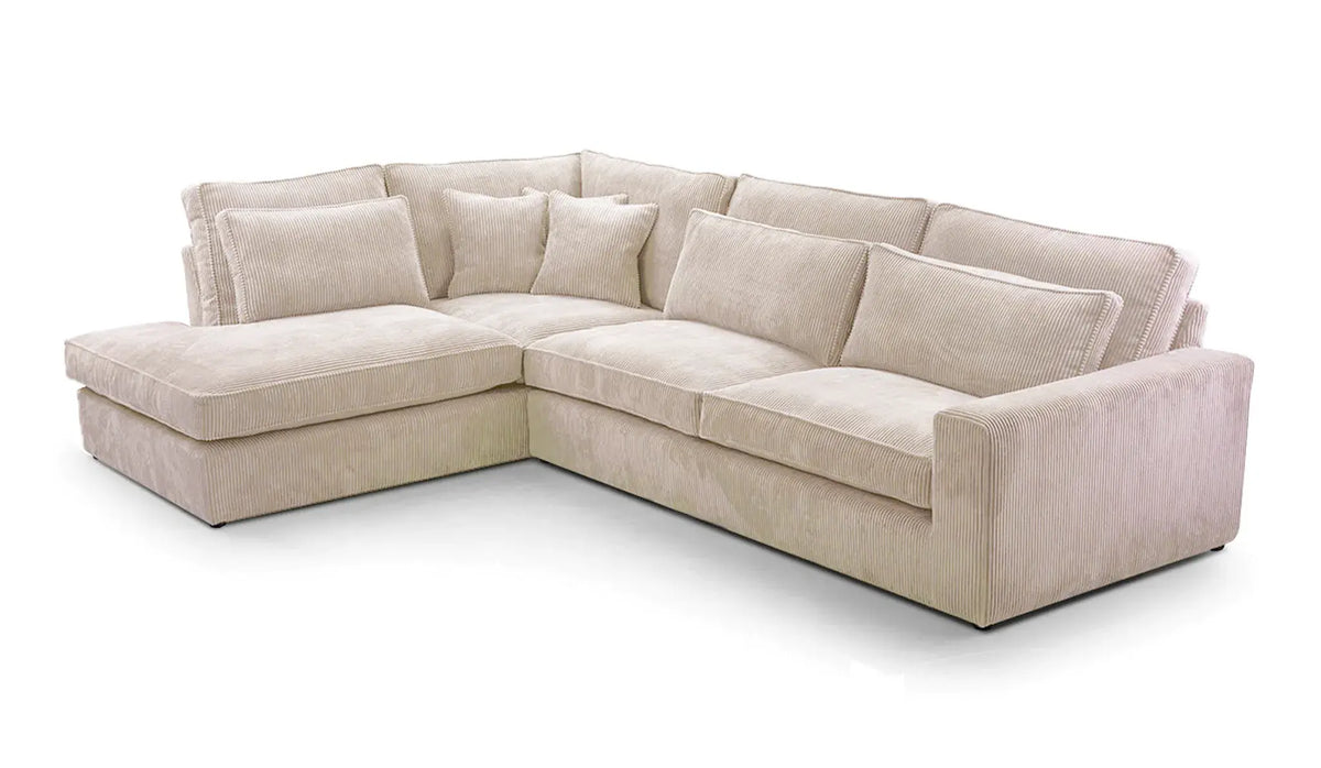Canapé BRISTOL en L angle gauche velours anthracite 316x230 cm #couleur_cotele_ecru