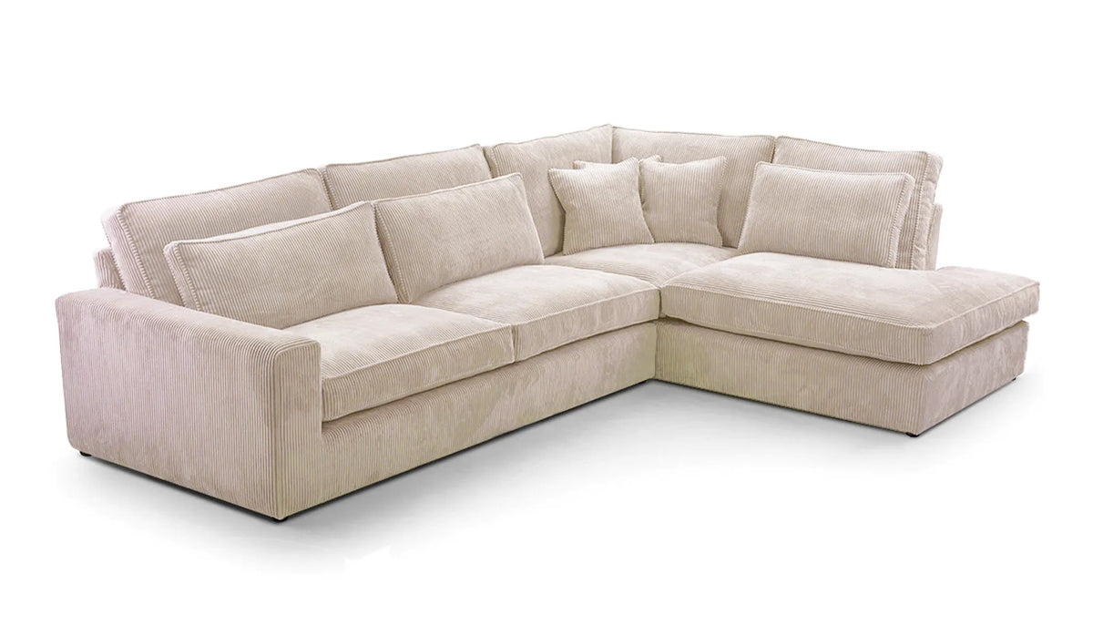 Canapé BRISTOL – En L – Angle Droit – Velours – 316x230 cm #couleur_cotele_ecru