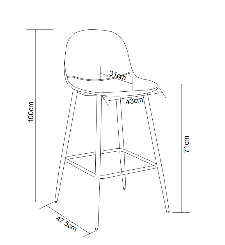 Lot 2 Tabourets de Bar Scandinave Velours Beige Pieds Chrome