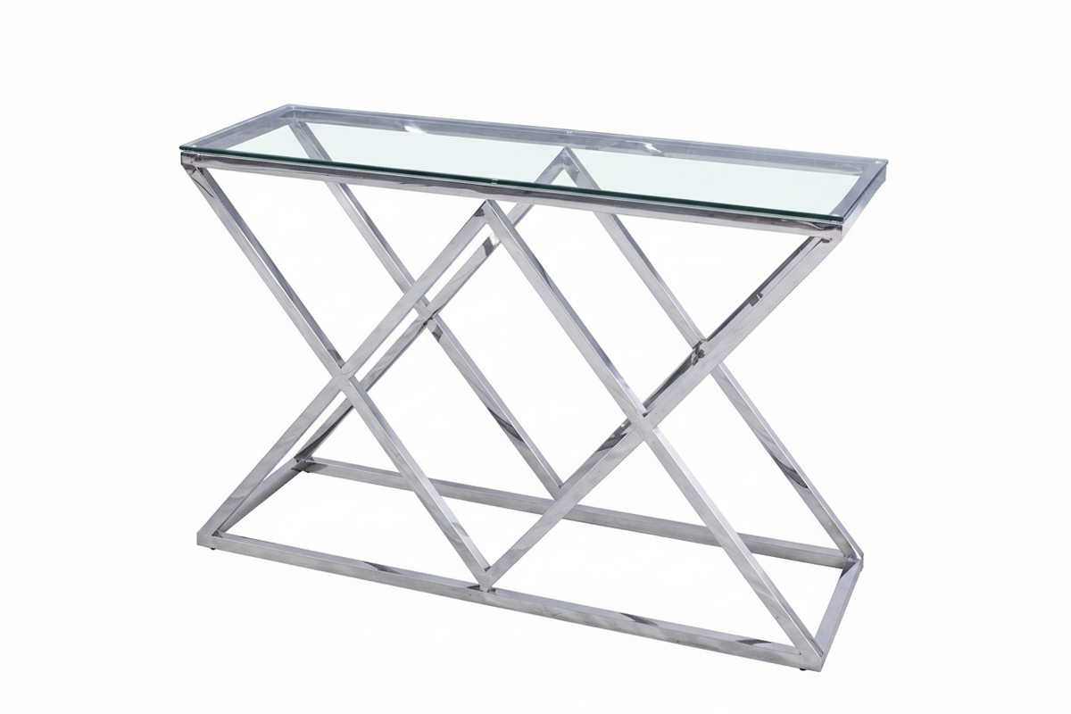 Console TRIANGLE Chrome 120x40 cm #couleur_Transparent