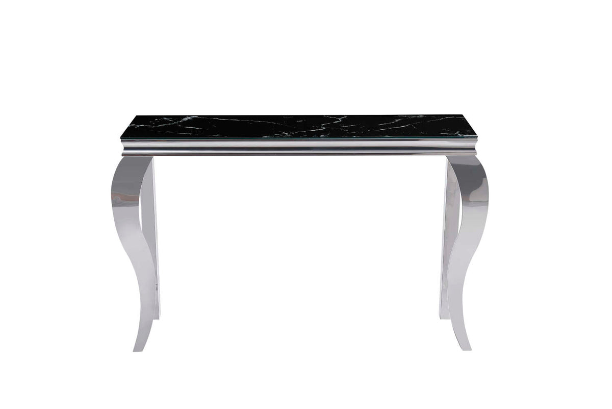 Console BAROQUE chrome verre marbre 120x40x78 cm