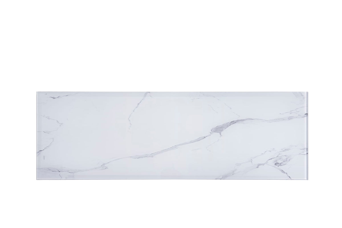 CONSOLE BAROQUE CHROME VERRE MARBRE BLANC 120X40X78