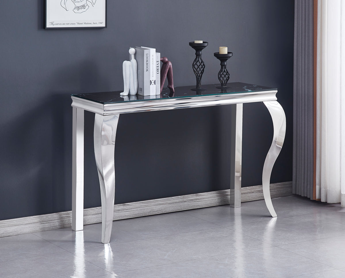 Console BAROQUE chrome verre marbre 120x40x78 cm