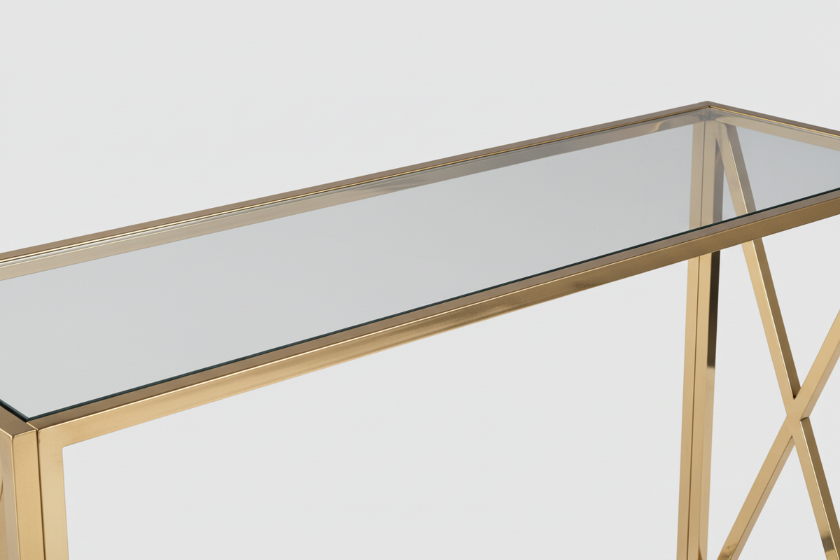 Console gold verre trempé transparent 120x40x78 cm KENSY #couleur_transparent