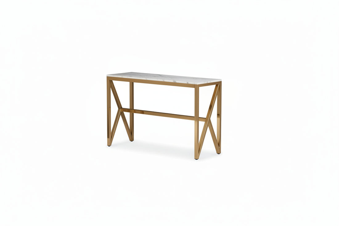 Console MAJESTIQUE Gold 120x40x78 cm #couleur_marbré_blanc