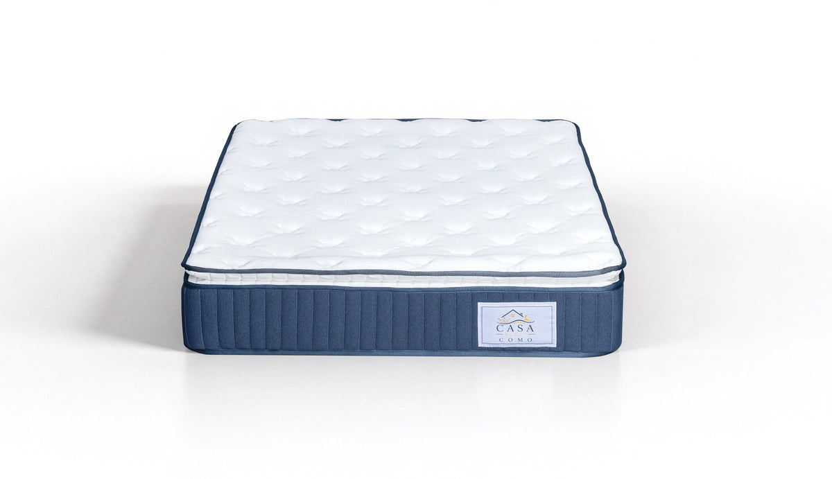 Matelas 140 × 190 cm blanc/bleu — Matelas seul, vue de face