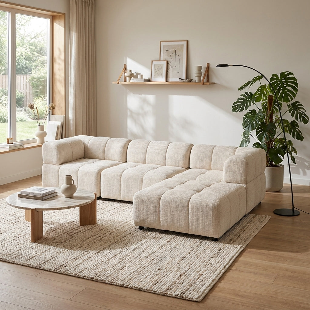 Canapé Modulable en tissu Cremona beige 280 x 186 cm – RITZ