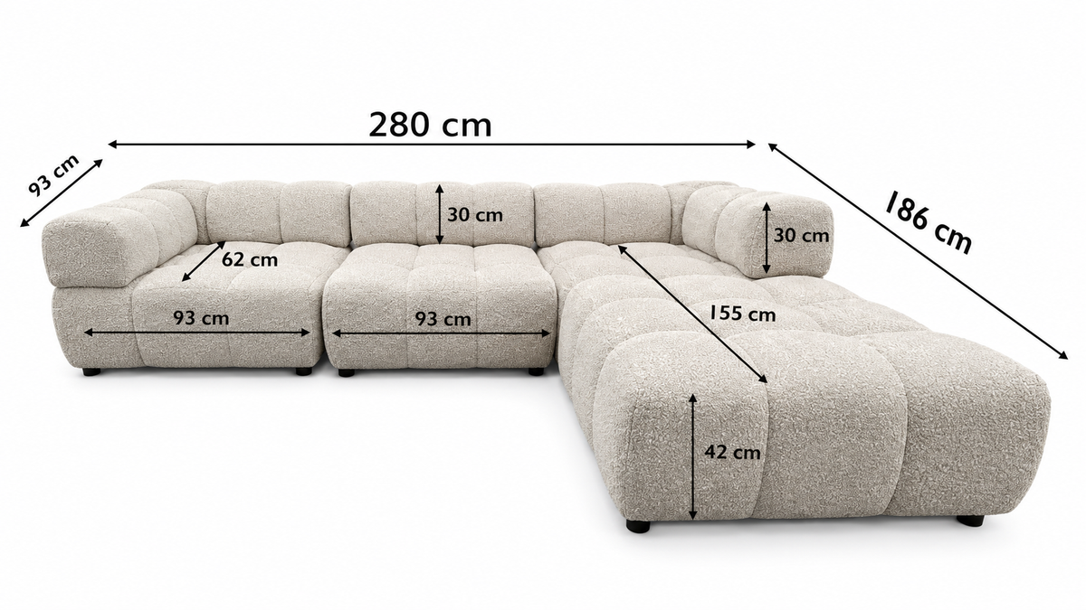 Canapé Modulable en tissu Cremona beige 280 x 186 cm – RITZ