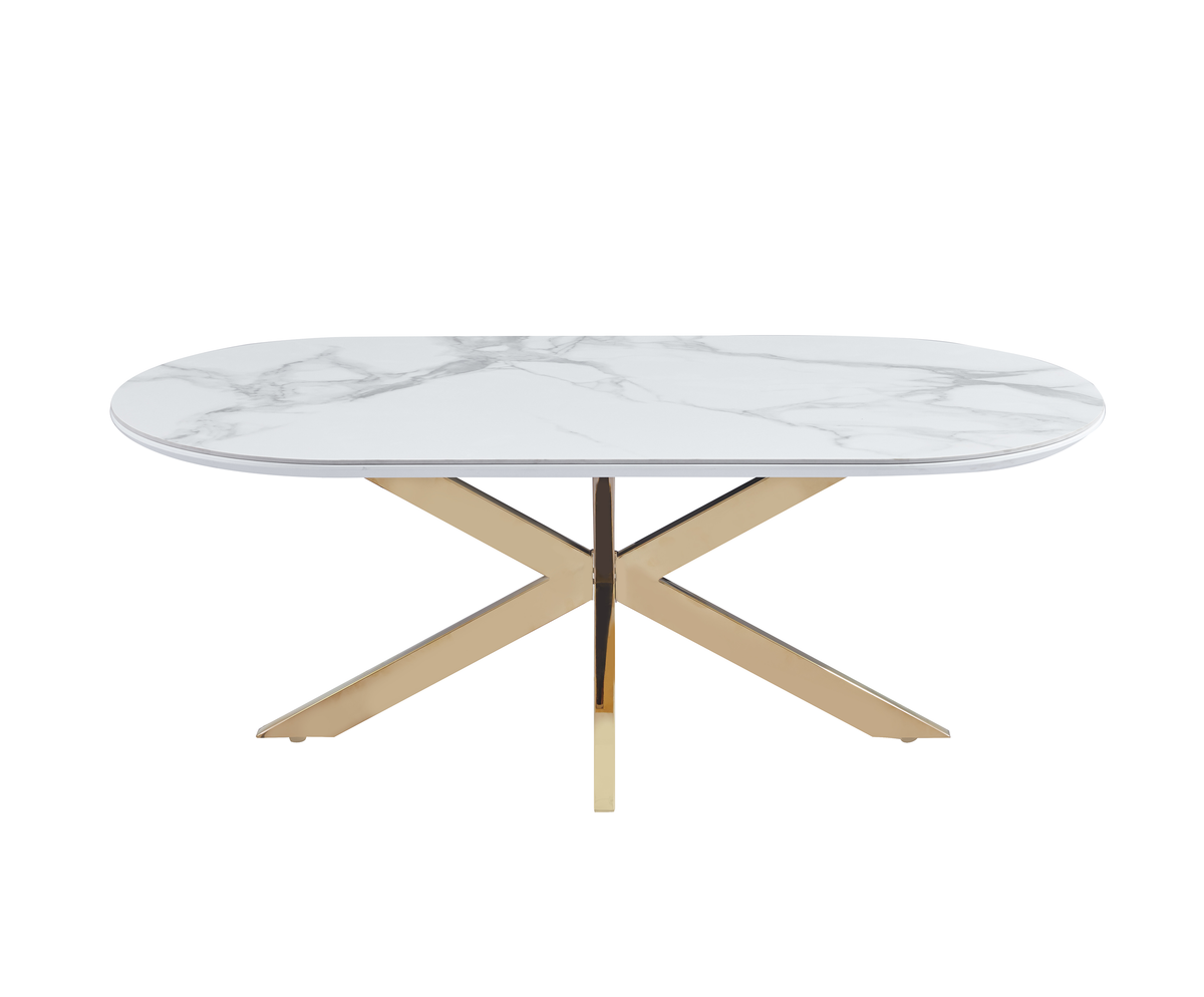 Table basse MANON Gold Céramique Marbre Blanc #couleur_marbre_blanc