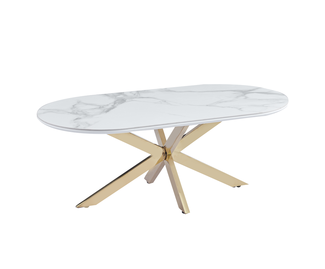 Table basse MANON Gold Céramique Marbre Blanc #couleur_marbre_blanc