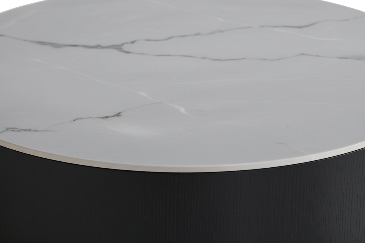 Table basse rectangulaire noir et blanc avec tiroir 80x40 cm – TORNADO