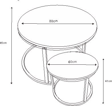 Lot 2 tables basses gigognes rondes effet marbré noir D80 D60 ARTO