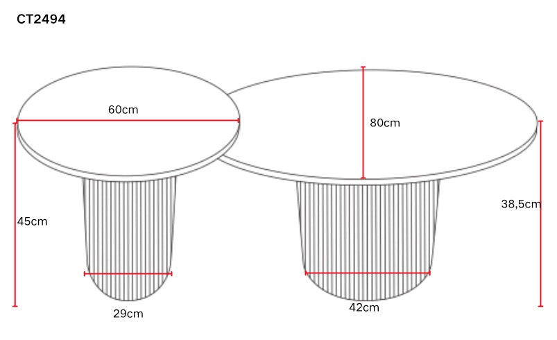 Tables Basses Gigognes POLPO – Céramique effet Marbre & Métal – 70x70x38 + 50x50x45 cm Marbré blanc