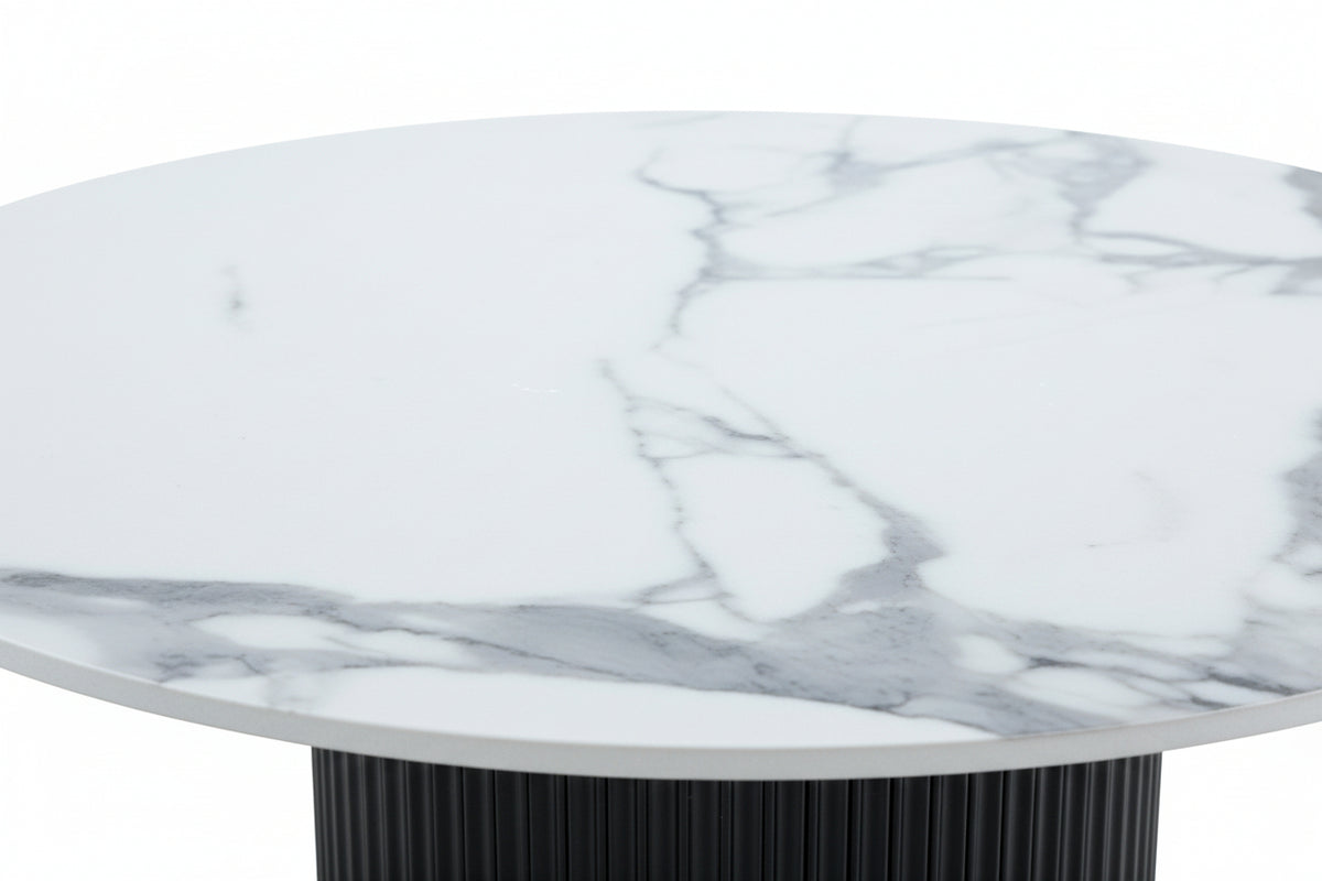 Lot 2 Tables Basses Rondes Céramique Blanc D80x38 D60x45 MINA