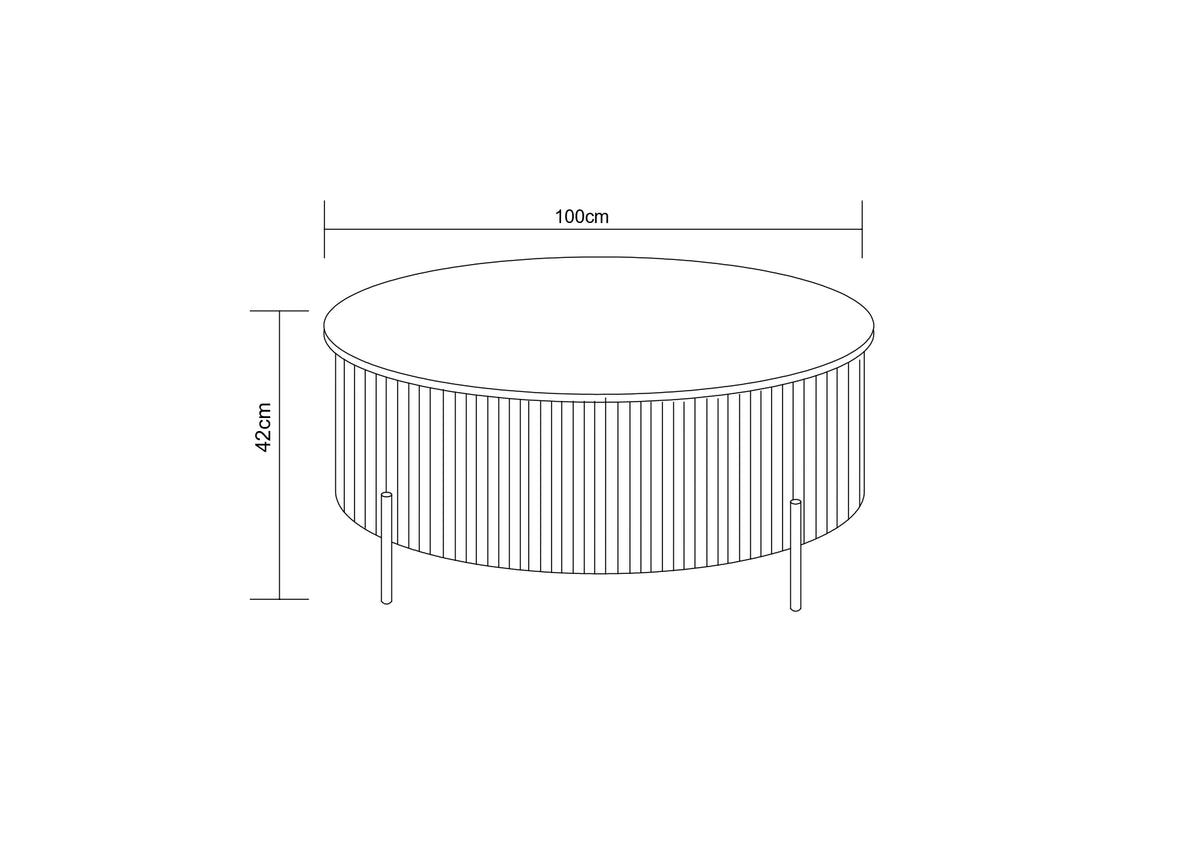 Table Basse Ronde Céramique Effet Travertin Noisette D100xH45 cm RUBY